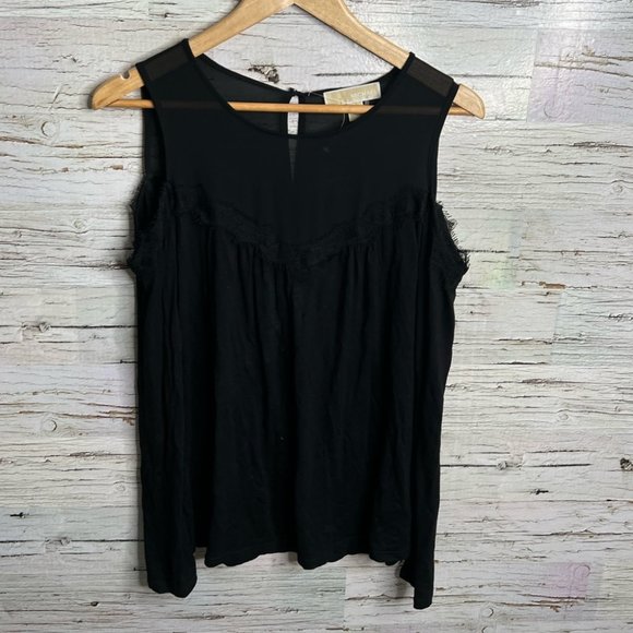 MICHAEL Michael Kors Tops - Michael Kors black blouse lace sheer long sleeve blouse open shoulder medium